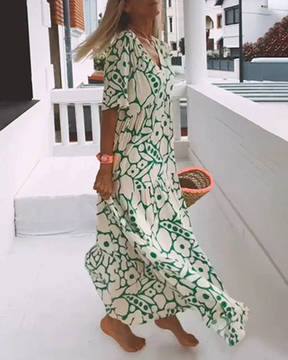 Daisy | Floral V Neck Flutter Sleeve Boho Maxi Summer Dress