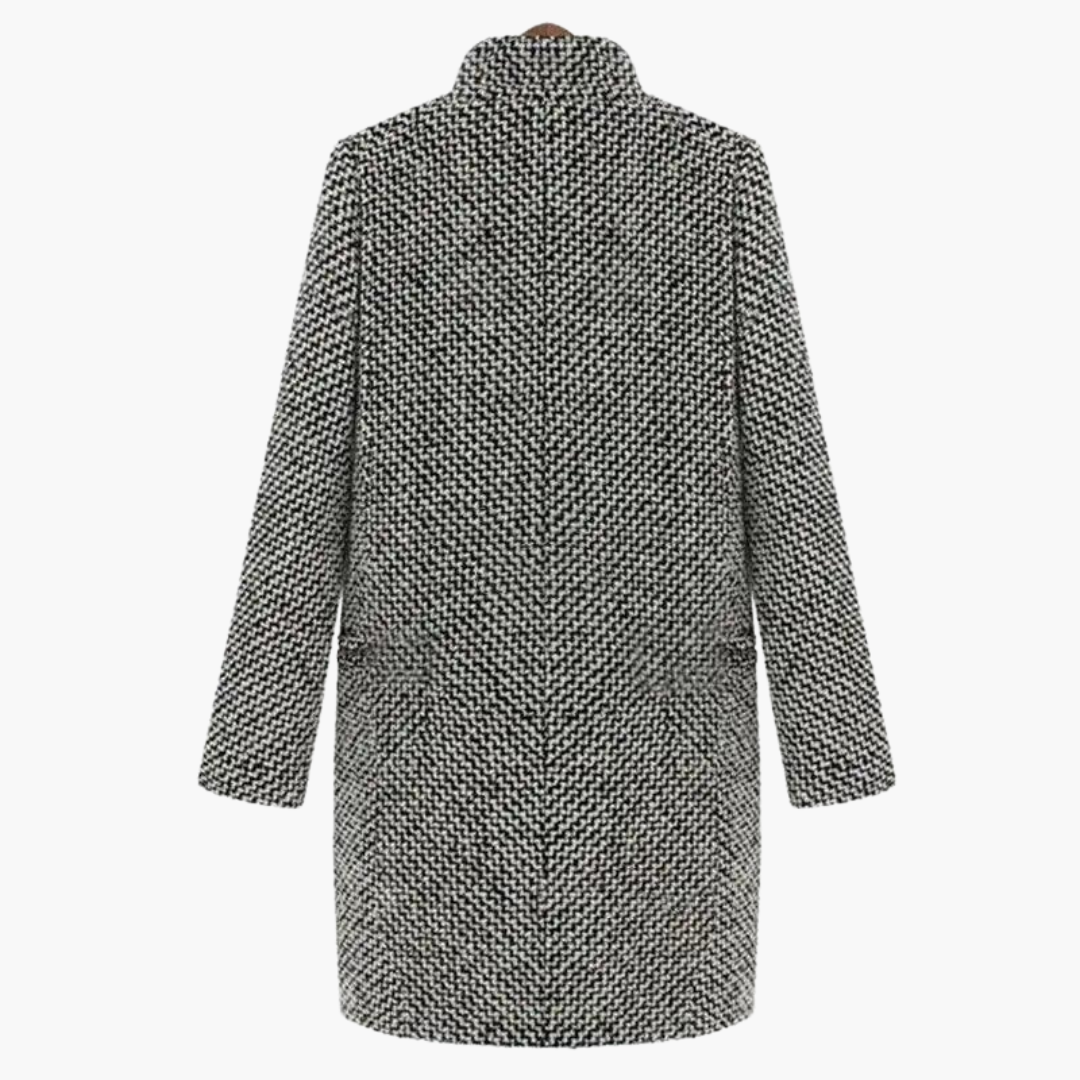 Marlowe | Women's Longline Tailored Herringbone Wool Blend Coat