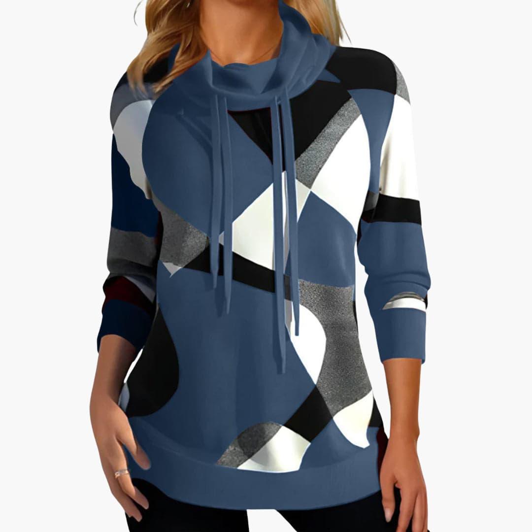 Sienna | Women's Cowl Neck Color Block Drawstring Sweatshirt