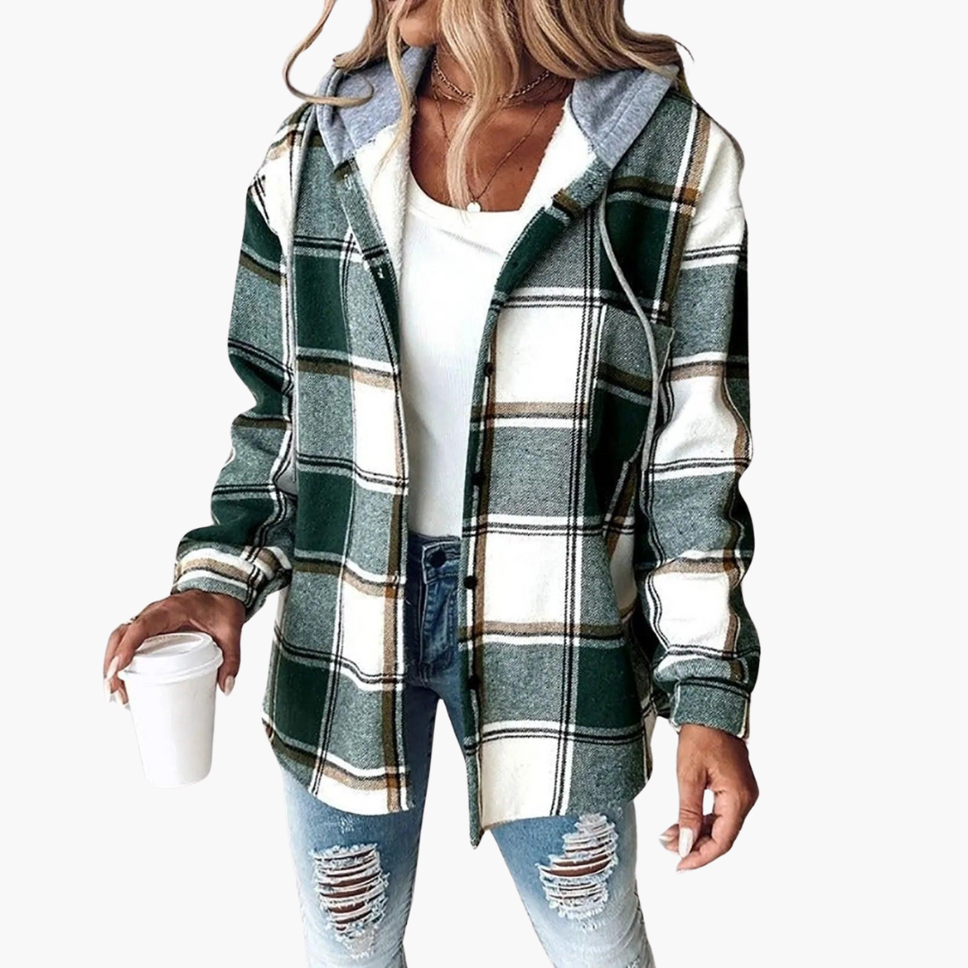 Harper | Women's Plaid Hooded Button-Up Flannel Shacket
