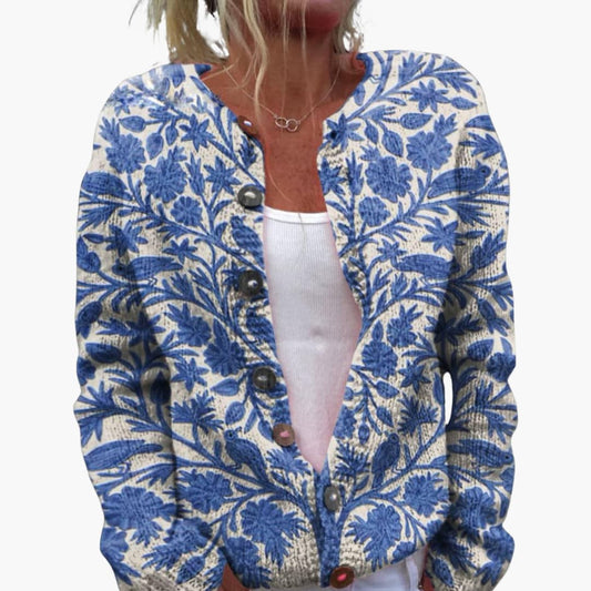 Marlowe | Women's Floral Knit Button-Up Cardigan