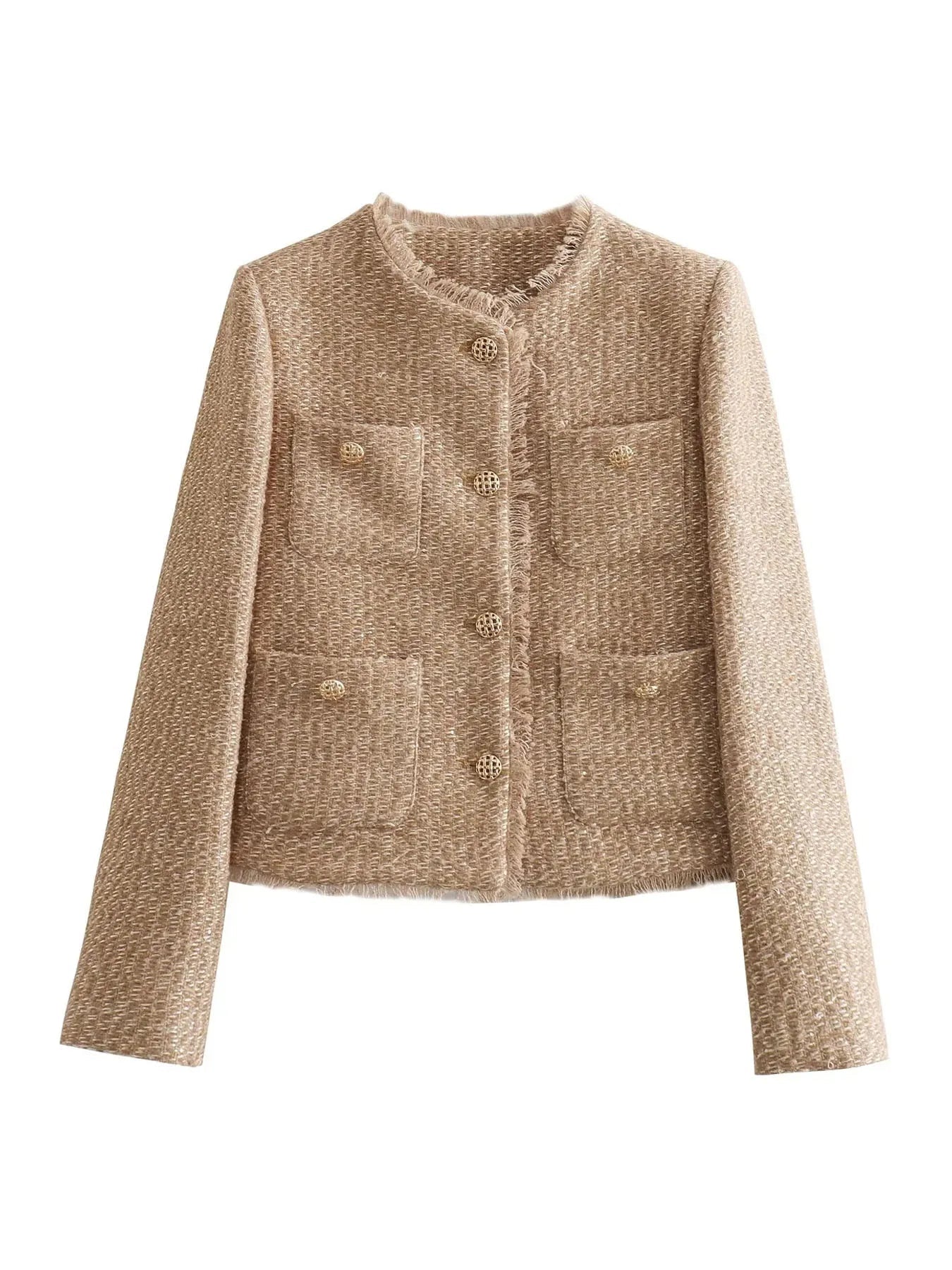 Charlotte | Women's Cropped Tweed Button-Front Jacket
