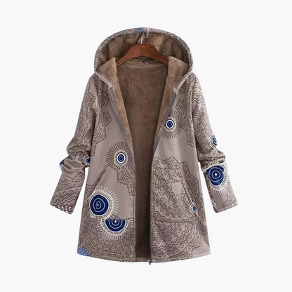 Marisol | Women's Hooded Sherpa-Lined Geometric Print Parka Jacket