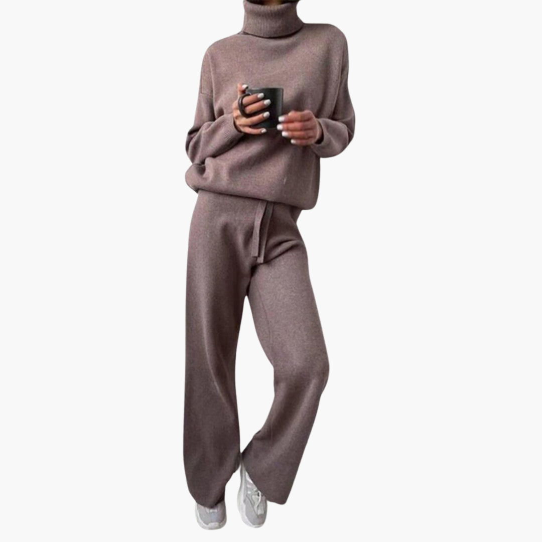 Marlowe | Women's Knitted Turtleneck Wide-Leg Lounge Set