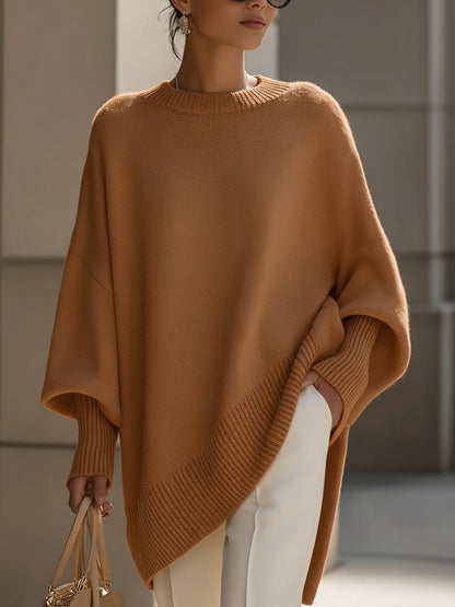 Jennifer | Women's Oversized Draped Asymmetric Knit Sweater