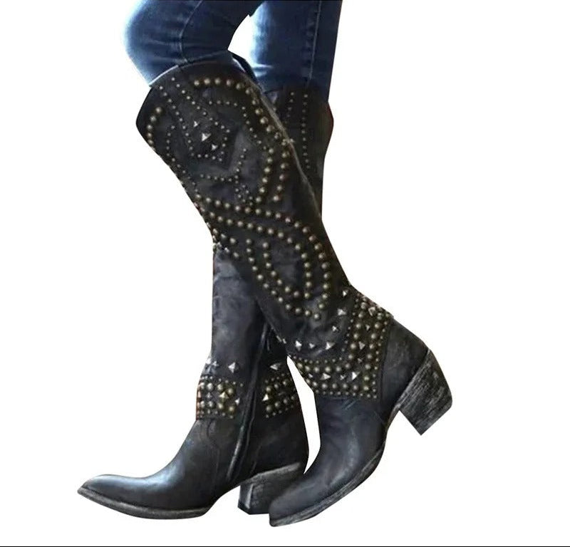 Riloh | Women's Studded Western Knee-High Cowgirl Boots