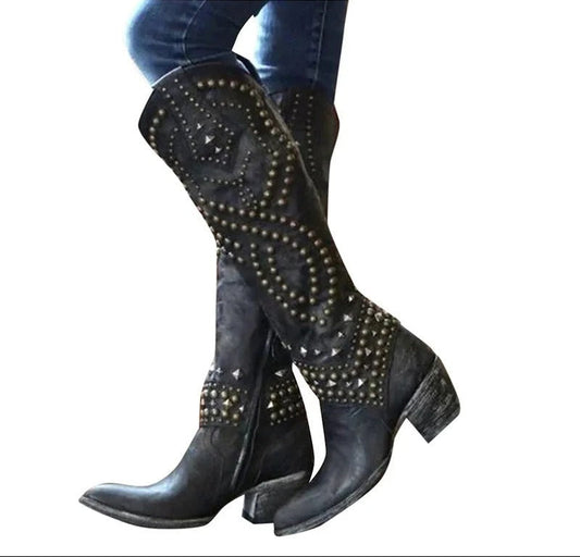 Riloh | Women's Studded Western Knee-High Cowgirl Boots