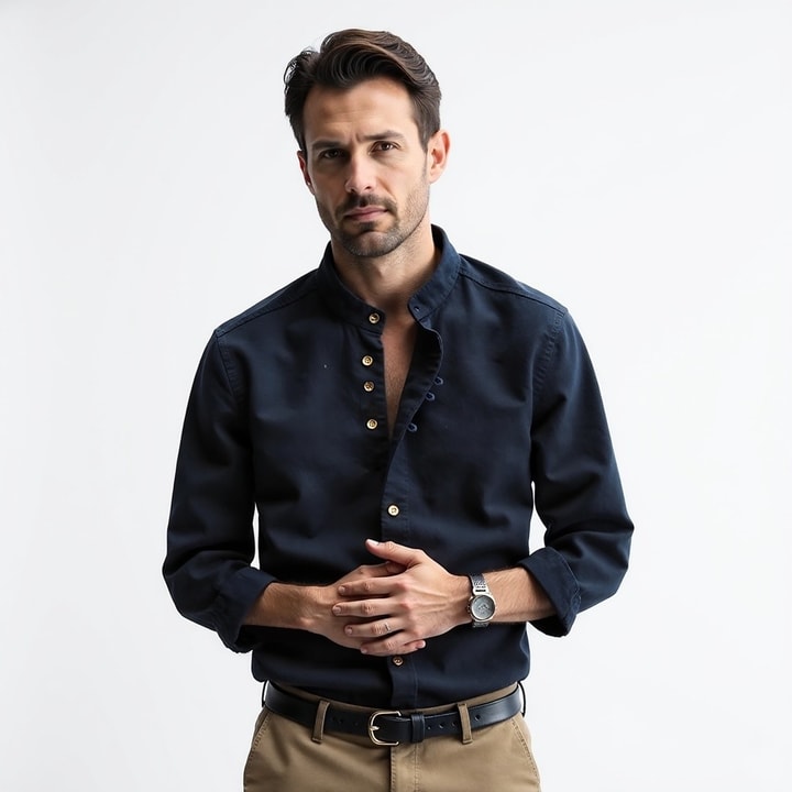 Kai | Button Down Collar Long Sleeve Slim Fit Casual Shirt