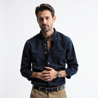 Kai | Button Down Collar Long Sleeve Slim Fit Casual Shirt