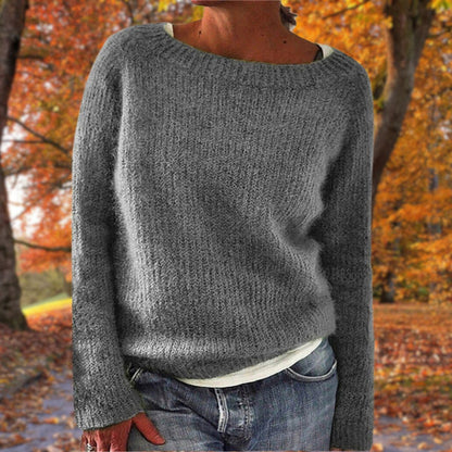 Marlowe | Women's Loose Knit Boat Neck Long Sleeve Sweater