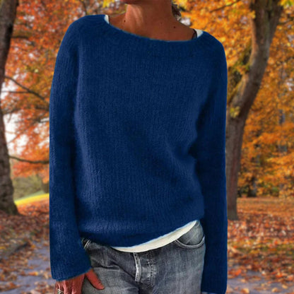 Marlowe | Women's Loose Knit Boat Neck Long Sleeve Sweater