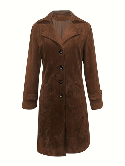 Marlowyx | Women's Longline Suede Lapel Trench Coat