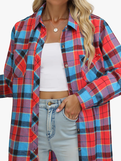Wrenlee | Women's Relaxed Buffalo Check Plaid Button Up Shirt