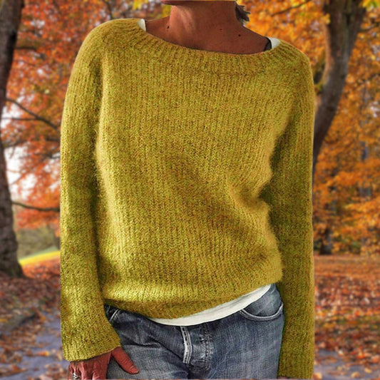 Marlowe | Women's Loose Knit Boat Neck Long Sleeve Sweater