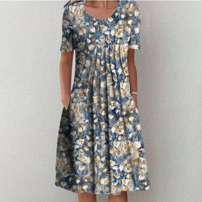 Poppy | Floral Print Short Sleeve Loose Casual Midi Dress