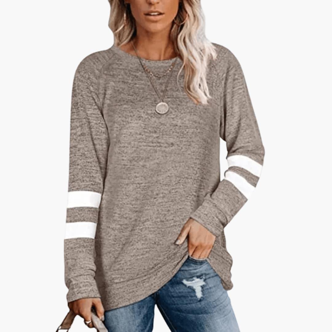 Sienna | Women's Long Sleeve Varsity Stripe Relaxed Fit Top