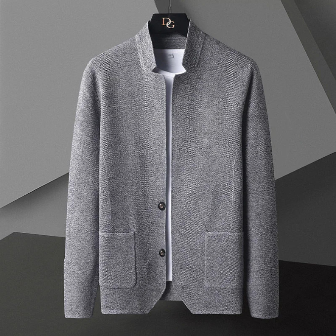 Alcott | Men's Woven Collarless Knit Cardigan