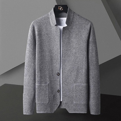 Alcott | Men's Woven Collarless Knit Cardigan