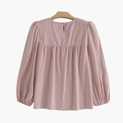 Marlowe | Women's Long Sleeve Round Neck Flowy Blouse