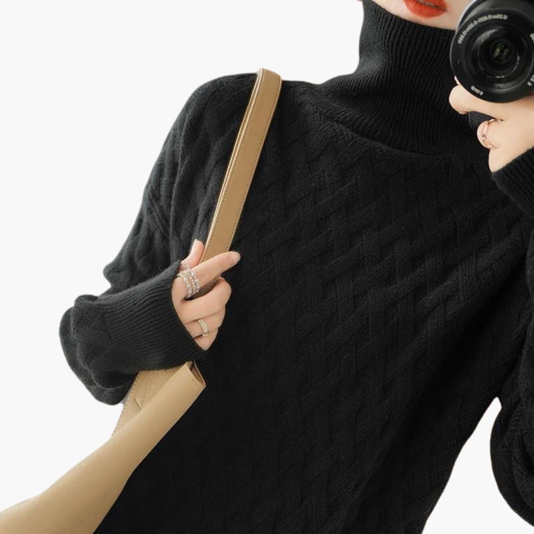 Marlowe | Women's Cozy Oversized Turtleneck Cable Knit Sweater
