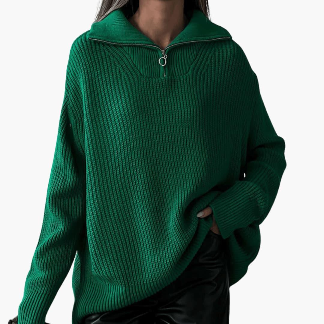 Marlowe | Women's Half-Zip Ribbed Oversized Knit Sweater