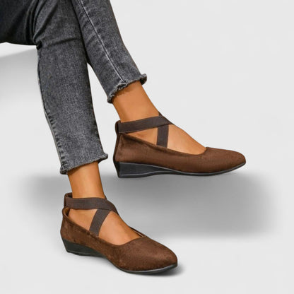 Jynna | Flat Sandals Orthopedic Cross Strap Suede Slip On