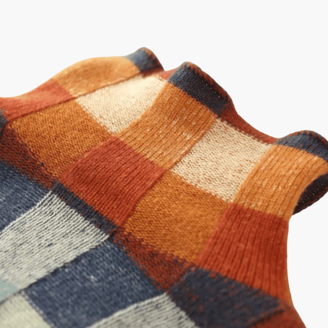 Marlowe | Women's Patchwork Turtleneck Relaxed Knit Sweater