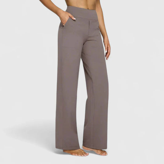 Ame | Wide Waistband High Waist Wide Leg Pocket Casual Pant