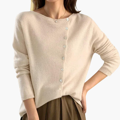 Marlowe | Women's Asymmetric Button-Front Long-Sleeve Knit Cardigan