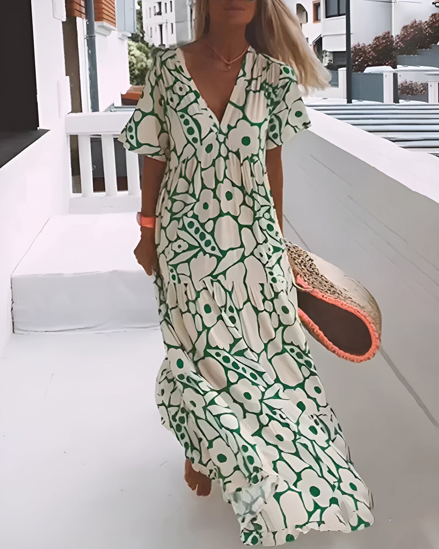 Daisy | Floral V Neck Flutter Sleeve Boho Maxi Summer Dress