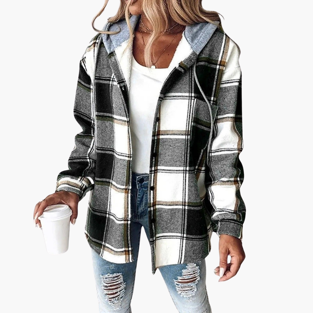 Harper | Women's Plaid Hooded Button-Up Flannel Shacket