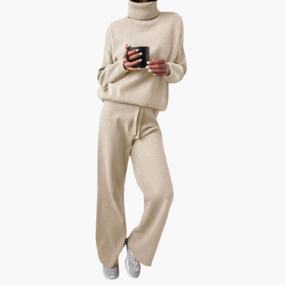 Marlowe | Women's Knitted Turtleneck Wide-Leg Lounge Set
