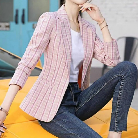 Esme | Women's Single-Button Tailored Striped Office Blazer Jacket
