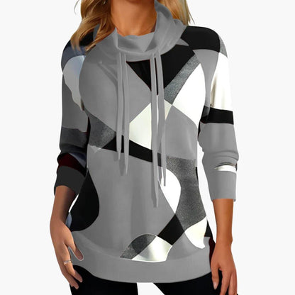 Sienna | Women's Cowl Neck Color Block Drawstring Sweatshirt