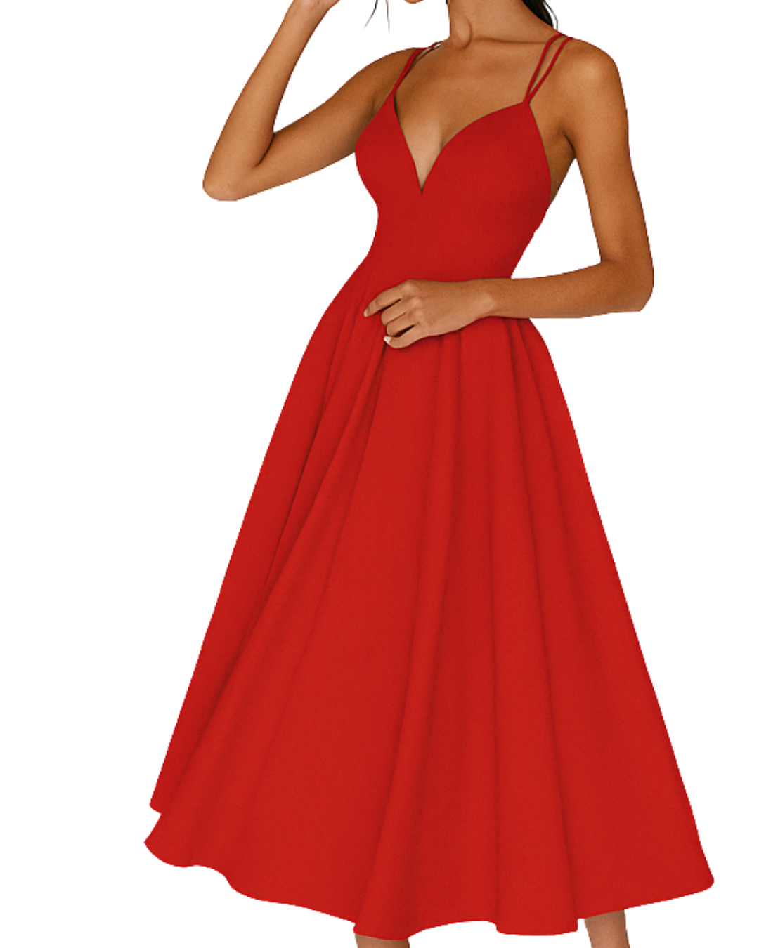 Daisy | Strappy Fitted Bodice Flared Midi Wedding Guest Dress