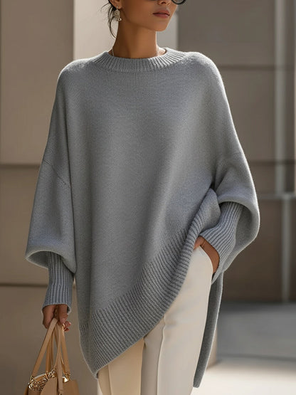 Jennifer | Women's Oversized Draped Asymmetric Knit Sweater