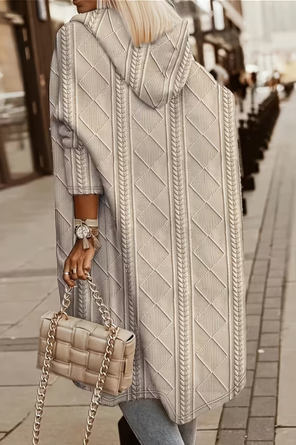 Nixen | Women's Cable Knit Hooded Longline Cardigan