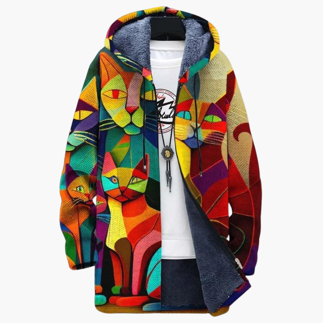 Cosmo | Women's Fleece Lined Hooded Zip-Up Graphic Jacket