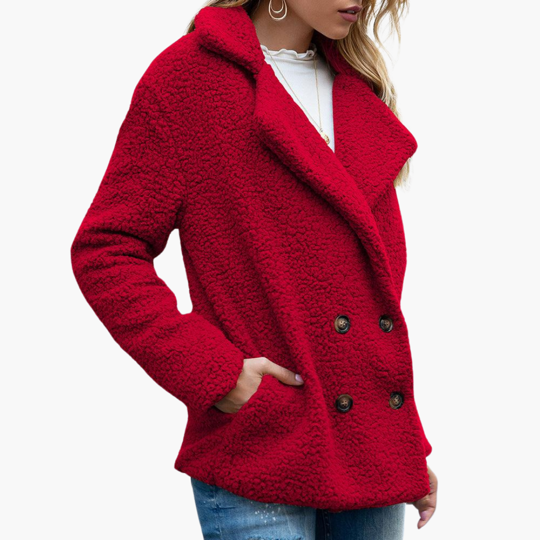 Aspen | Women's Oversized Teddy Faux Fur Lapel Collar Jacket
