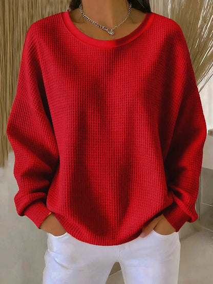Solene | Women's Waffle Knit Oversized Long Sleeve Sweater