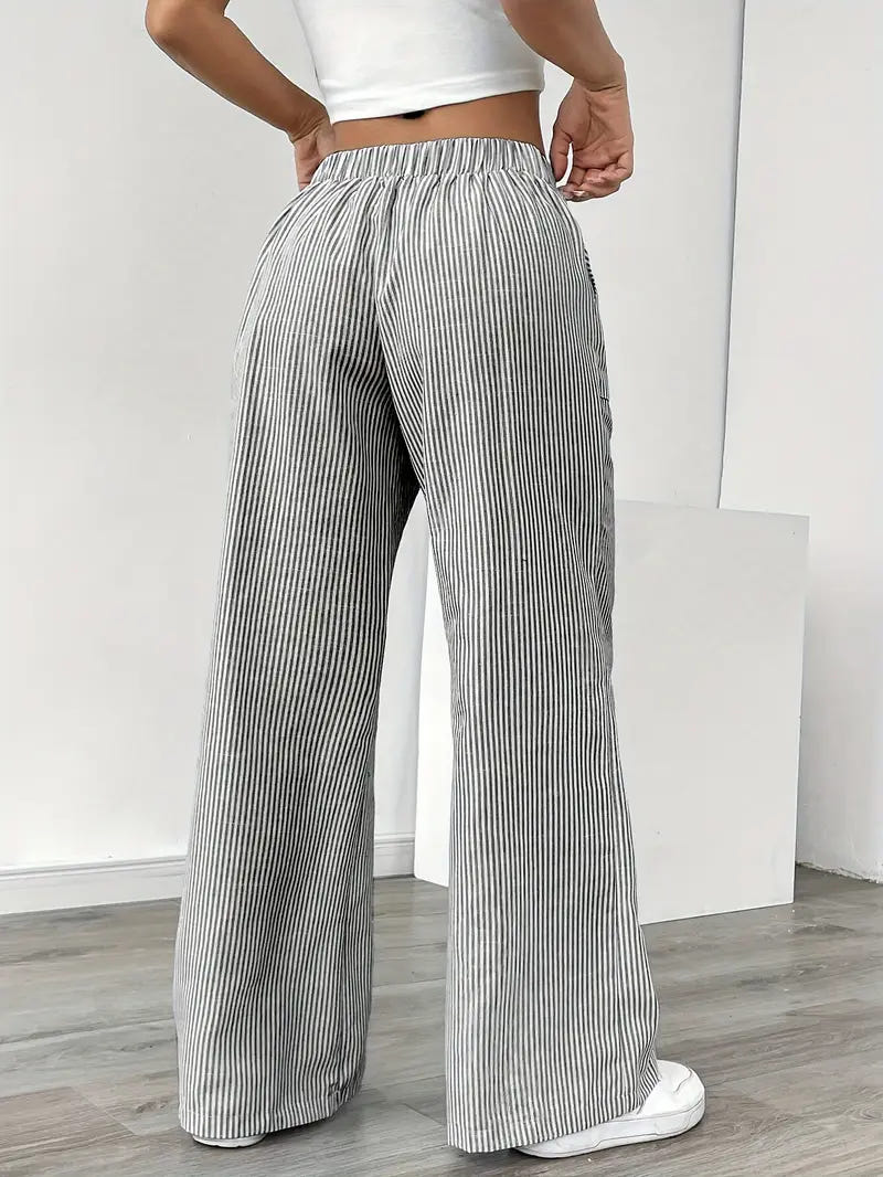 Marbella | Women's Wide Leg Striped Drawstring Beach Pants