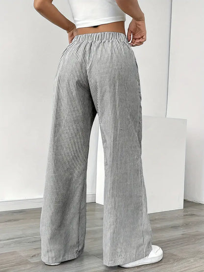 Marbella | Women's Wide Leg Striped Drawstring Beach Pants