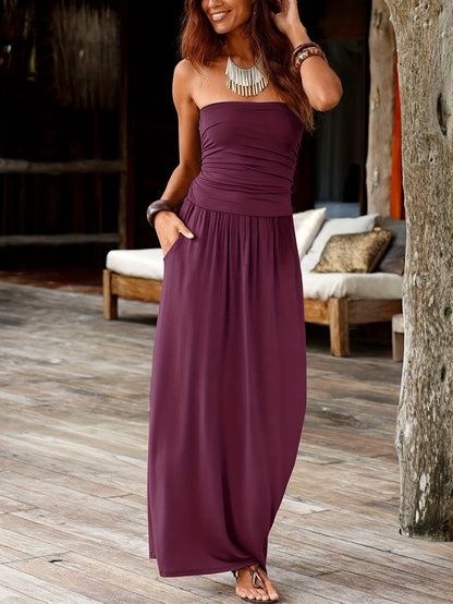 Marlowe | Women's Strapless Bandeau Pocket Maxi Dress