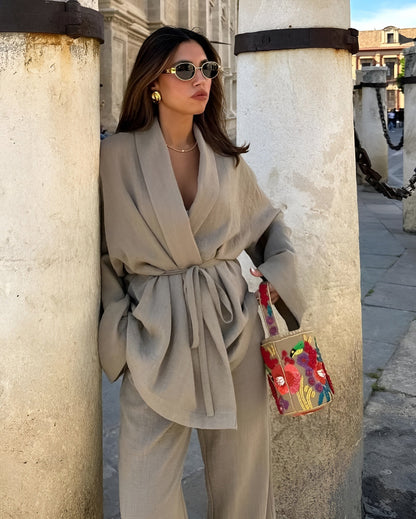 Meral | Women's Belted Wide-Leg Two-Piece Set