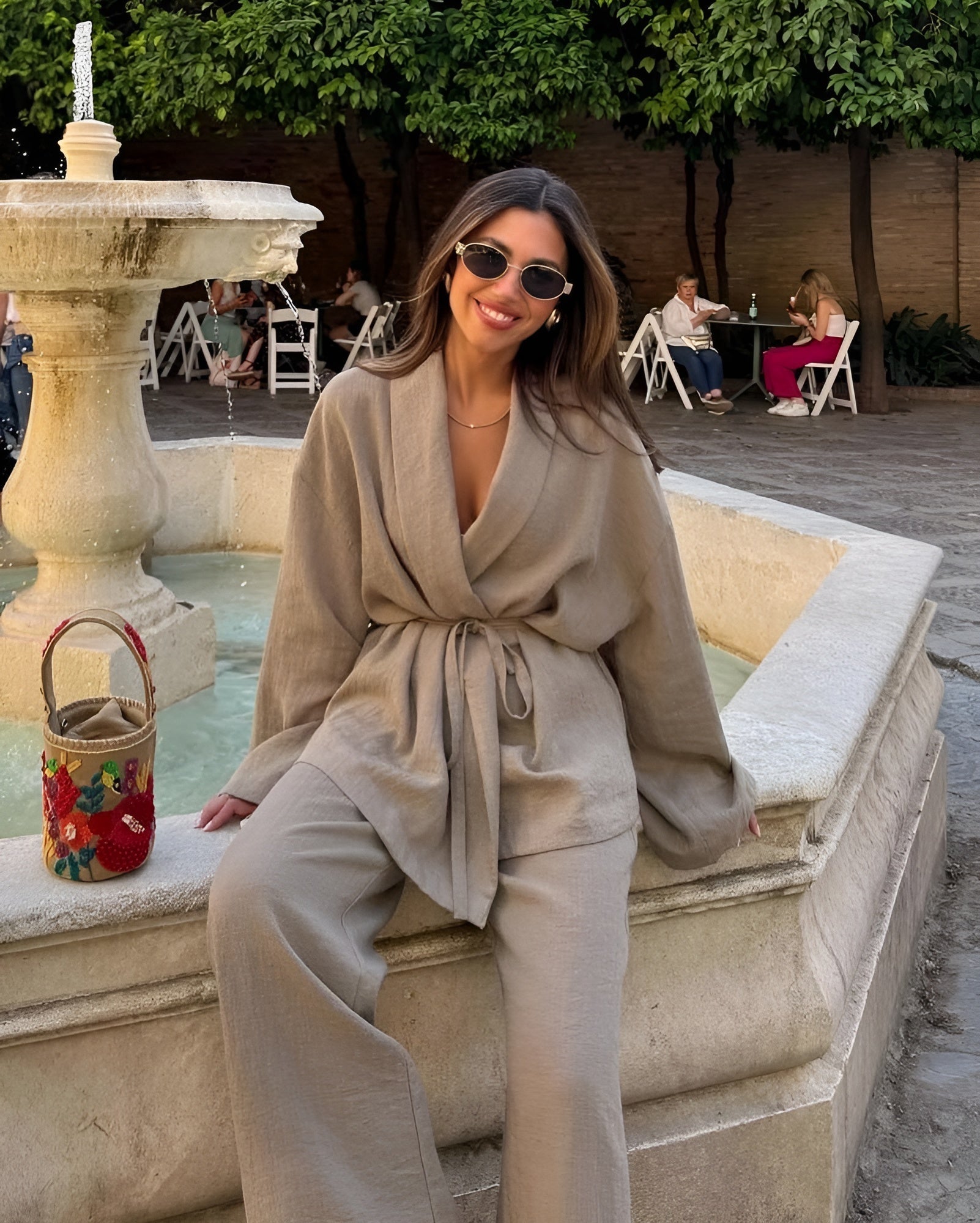 Meral | Women's Belted Wide-Leg Two-Piece Set