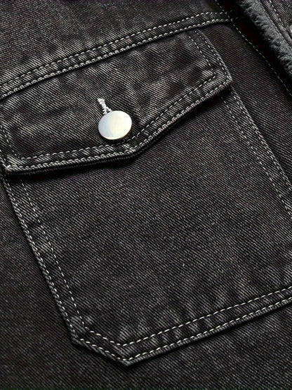 Draven | Men's Warm Fleece Lined Washed Denim Winter Jacket