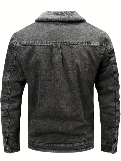 Draven | Men's Warm Fleece Lined Washed Denim Winter Jacket