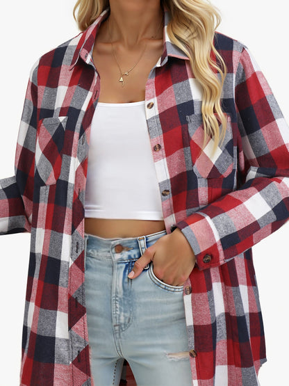 Wrenlee | Women's Relaxed Buffalo Check Plaid Button Up Shirt