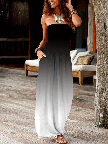 Marlowe | Women's Strapless Bandeau Pocket Maxi Dress