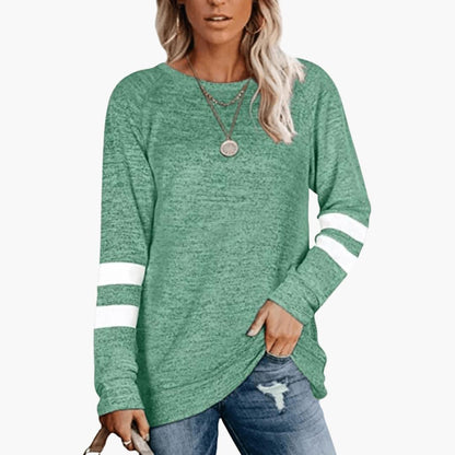 Sienna | Women's Long Sleeve Varsity Stripe Relaxed Fit Top